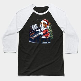 Beagle Playing Piano Christmas Baseball T-Shirt